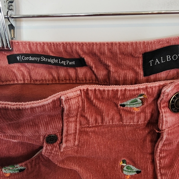 Talbots Stretch Corduroy Straight Leg Pants Mallard Duck Embroidered SZ 8 Petite - Picture 5 of 12